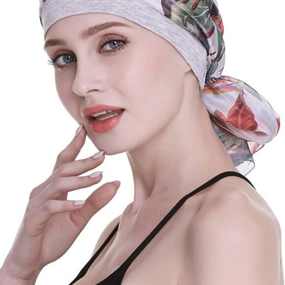 Elegant Chemo Cap with Silky Scarf for Cancer Women Hair Loss Sleep Beanie - Picture 4 of 8